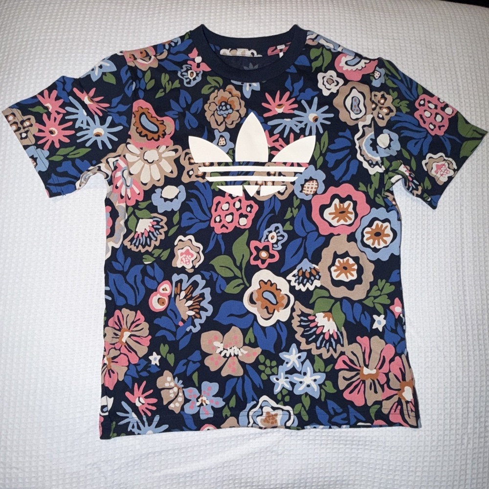 Adidas Youth Girls Floral Tshirt Sz Small (9-10Y)